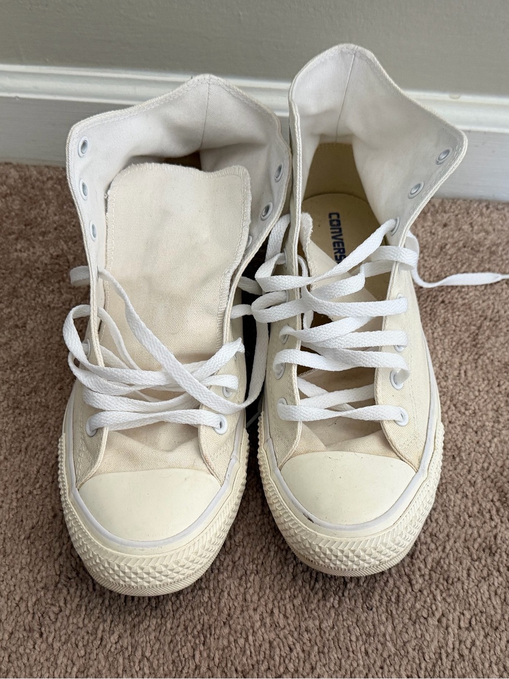 Converse High-Top Canvas Sneakers in Cream White - Picture 4 of 6
